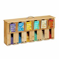 Relaxdays Thee Organizer - Theezakjes Opbergen - Bamboe Theedoos - 6 Vakken