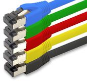 1aTTack.de 0,5 m Cat 8 netwerkkabel CAT8 kabel kleurenset - 5 stuks Cat.8 LAN 2000 MHz 40 Gbit s 40GBase-T PoE+ patchkabel Ethernetkabel LSZH - 5 x 0,5 meter