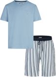 Phil & Co. Berlin Phil & Co Heren Shortama Korte Pyjama Set Blauw Gestreept - Maat M