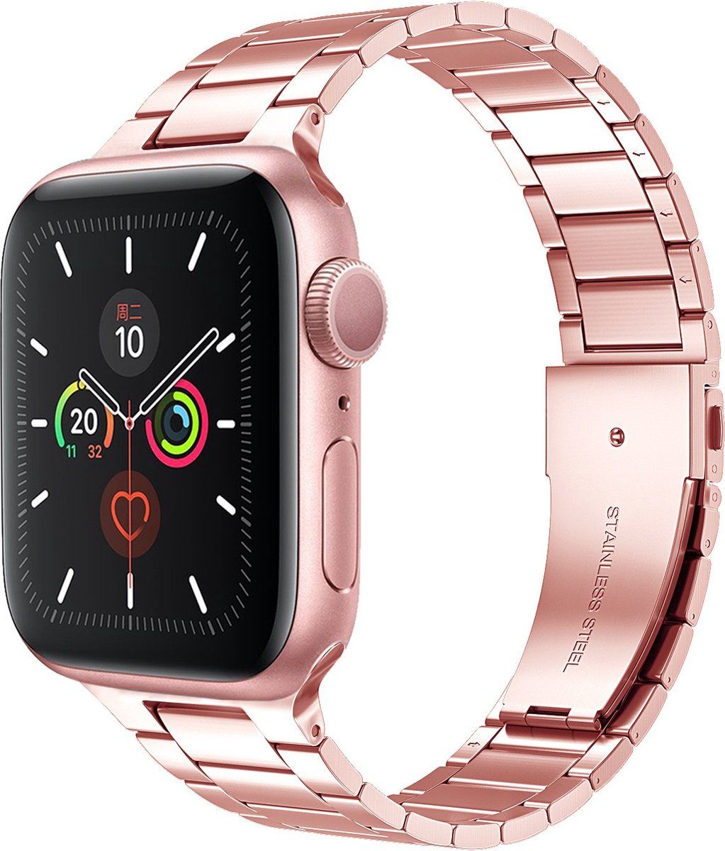 Qubix Apple Watch Band - Steel Link - Rose Gold - 42/44/45/Ultra/49mm