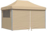 vidaXL Partytent, inklapbaar, pop-up model, met 4 zijpanelen, beige