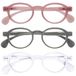 OPULIZE OCA Leesbrillen - 3-Pack - Modern Retro Rond Montuur - Roze, Grijs, Wit - Heren Dames - Veerscharnieren - RRR54-47W - +1.50