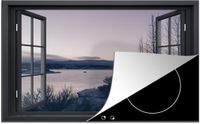 Merkloos KitchenYeah® Inductie beschermer 77x51 cm - Doorkijk - Berg - Nacht - Inductiebeschermer