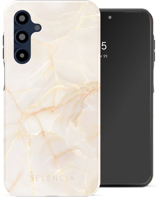 Selencia Hoesje - Geschikt voor Samsung Galaxy A16 (4G) / A16 (5G) - Backcover - Golden Beige Marble