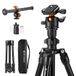 K&F Concept Statief met Diafragma Arm, Camera en Smartphone Statief 163cm, Lichtgewicht en Compact Aluminium, Compatibel met Canon Nikon Sony DSLR iPhone Samsung, 360°Balhoofd