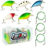 Fish-Xpro Fishinglure set - 5delig - Kunstaas set - Pluggen - Dreggen - incl. Stalen Onderlijnen - Tacklebox- Roofvissen - Snoek Baars