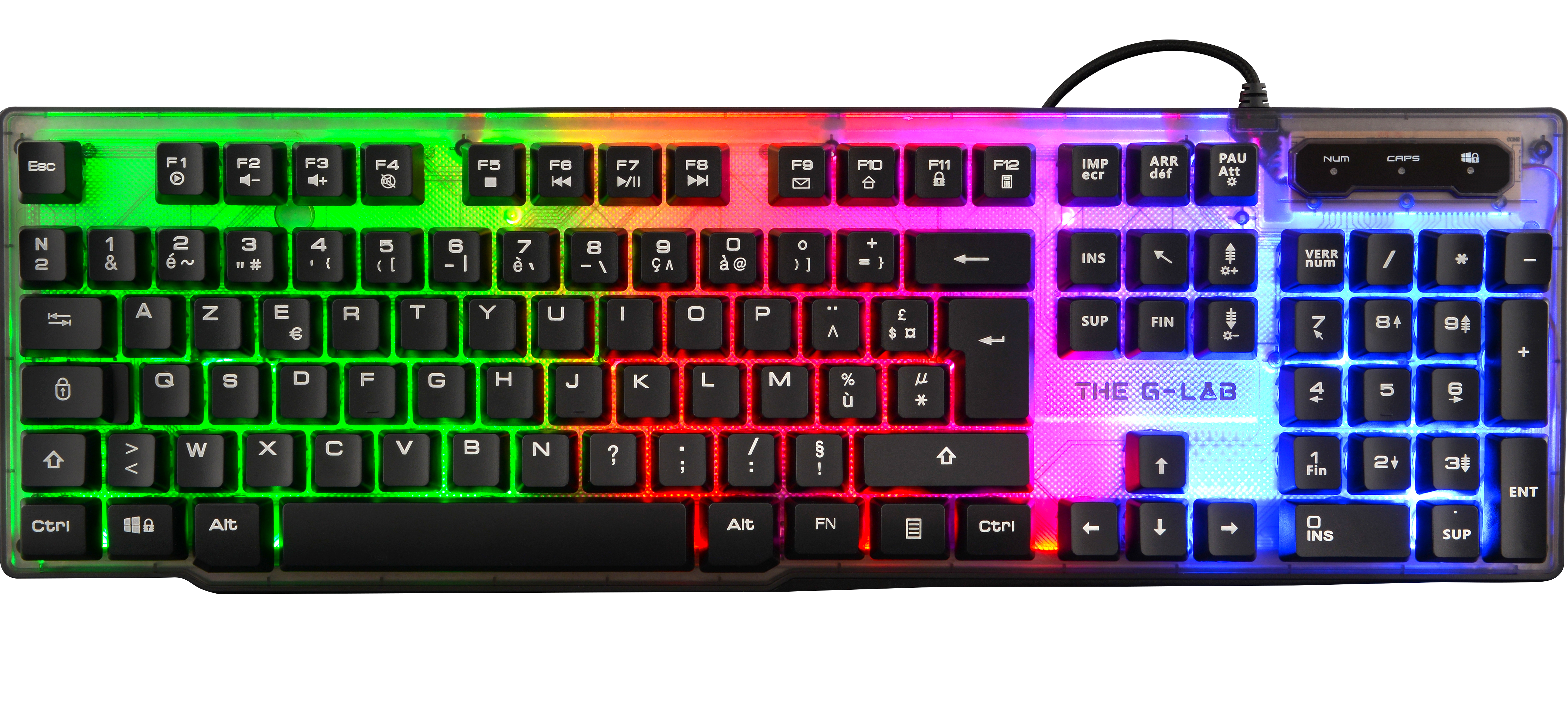 THE G-LAB Keyz Neon AZERTY - Zwart - Bedraad Toetsenbord