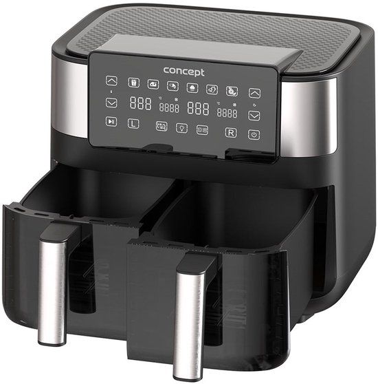 Concept FR8000 Airfryer, zwart, zilver, 2850 W, 8 l