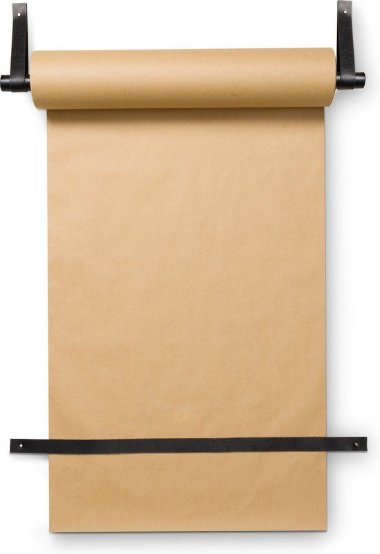 vtwonen Basic Wandrol Zwart Papier en Leer 58x7,6x7,6cm