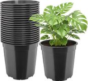 Garronda Set van 20 hoge ronde kunststof kweekpotten met drainagegaten (Zwart, Ø24 x 22 cm (7L))