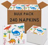 Talking Tables 240 x Dinosaurus papieren servetten - 33 cm, cartoon dino-ontwerp, perfect voor een kinderdinosaurus verjaardagsfeestje of dino-thema viering