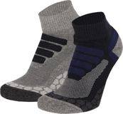 Xtreme Sockswear Quarter Wandelsokken – 2 Paar – Lage Hiking Sokken Unisex – Katoen & Coolmax – Multi Blauw – Maat 35/38