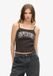 Superdry Geribd hemdje met retro rockerprint Dames Vesten L/XL Carbon Grey