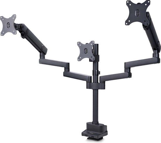 StarTech.com Triple Monitor Arm voor Bureau, Tot Drie 27inch Schermen, VESA 75x75/100x100, Instelling zonder Gereedschap, Arm met Veermechanisme