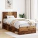 vidaXL Bedframe met opbergruimte en hoofdbord Oud hout 90 x 190 cm