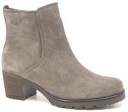 Gabor - Dames - Enkellaarsjes - Suède - Taupe - Blokhak - Veter - Wol - Rubber - Ronde neus - 3-4 cm hakhoogte