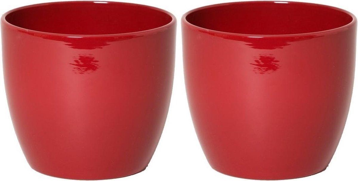 Floran - Bloempot - 2 stuks - Wijnrood - Keramiek - H19 x D22.5 cm