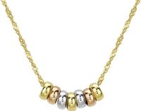 Lucardi Dames Ketting met 7 lucky rings - 9 karaat - Ketting - Cadeau - 41 cm - Meerkleurig