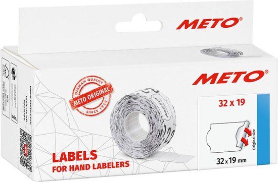 METO Prijslabels 30007361 - Rood - 5000 stuks - 32x19mm - Permanent hechtend