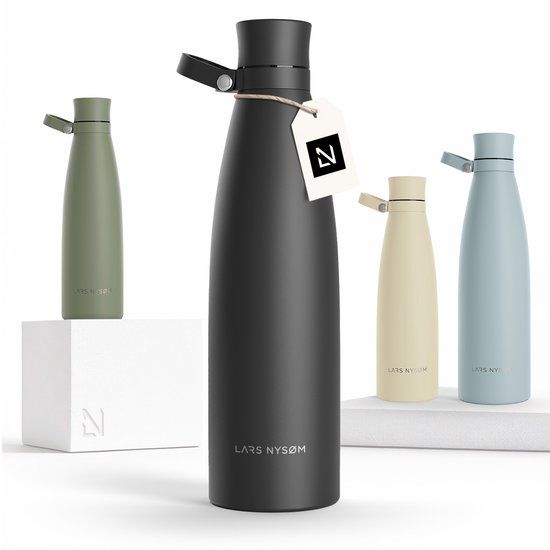 LARS NYSØM Roestvrijstalen drinkfles 'Nåde' 1000ml Onyx Black