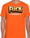 Bellatio Decorations Foute party t-shirt voor heren - Fuck this music - oranje - carnaval/themafeest XL