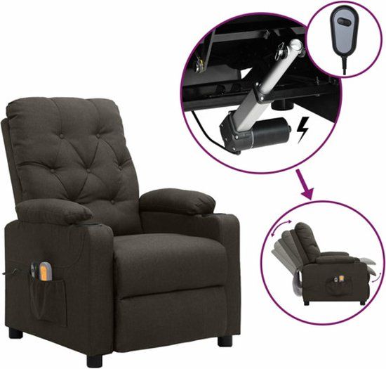 vidaXL Massagestoel elektrisch stof taupe
