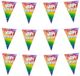 Boland 3x Stuks PE Vlaggenlijn - 6m - Happy Birthday - Regenboog