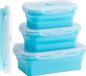 Boîte de conservation hermétique de 350 ml, boîte de rangement pliable en silicone, boîte à pain en silicone, boîte hermétique en silicone, bleu