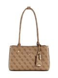 GUESS Meridian II Shoulder Satchel Bag Latte Logo Lichtbruin