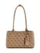 GUESS Meridian II Shoulder Satchel Bag Latte Logo Lichtbruin