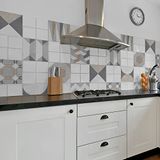 CREARREDA Tegelstickers voor keuken, badkamer en douchecabine, geometrische kleeftegels, 20 x 20 cm, waterdicht, zelfklevend vinyldecor voor badkamer en keuken, Made in Italy