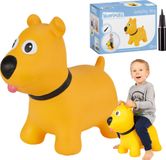 SNIBBS Hoppimals Tootiny - Rubberen Springdier met pomp - gele hond - Skippybal