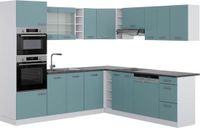 Vicco Hoekkeuken R-Line, Blauw-grijs/Wit, 247 x 237 cm, WB Antraciet