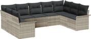 vidaXL Tuinbank Set met Kussen Lichtgrijs Polyrattan