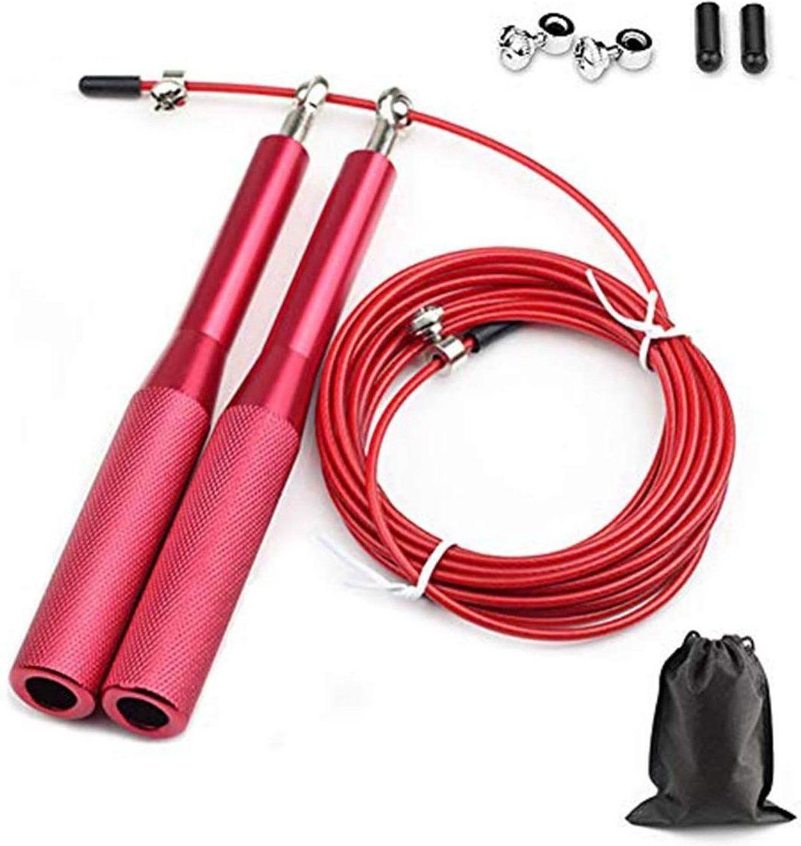 Ultimate Speedrope Springtouw Set Volwassenen - Crossfit jump rope - rood