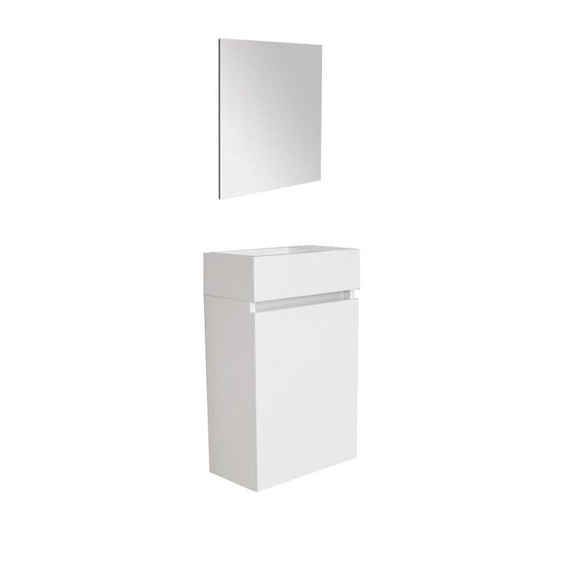 Badkamerplanet Fonteinkast Trento Hoogglans Wit Rechtsdraaiend 40x22x70cm inclusief spiegel
