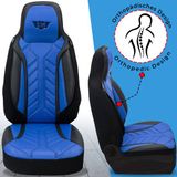 Bremer Sitzbezüge Premium Camper stoelhoezen voor Carado A 132 DPL506 in Zwart/Blauw (2 losse stoelen)