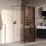 Brauer Oblivion Inloopdouche Brons Glas 90 x 200 cm met Zijwand 30 cm incl. Glascoating Mat Zwart