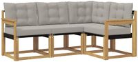 vidaXL Hoek loungeset 4-delig Wit en Lichtgrijs Acacia Hout