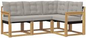 vidaXL Hoek loungeset 4-delig Wit en Lichtgrijs Acacia Hout