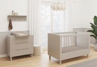 Born Lucky Delgado Babykamer 2 Delig Compleet – Baby bed 60x120 cm & Commode – Beige – Clay