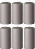 Enlightening Candles 8x bougies cylindriques/tronconiques sable gris 6 x 8 cm 27 heures de combustion - Bougies inodores sable gris