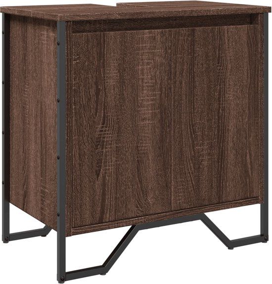 vidaXL Wastafelkast 60x35x60 cm bewerkt hout bruin eikenkleurig