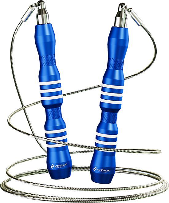 VITALIC Speedrope Sport Springtouw - Verstelbaar - Zwart/Blauw - Incl. Trainingsschema