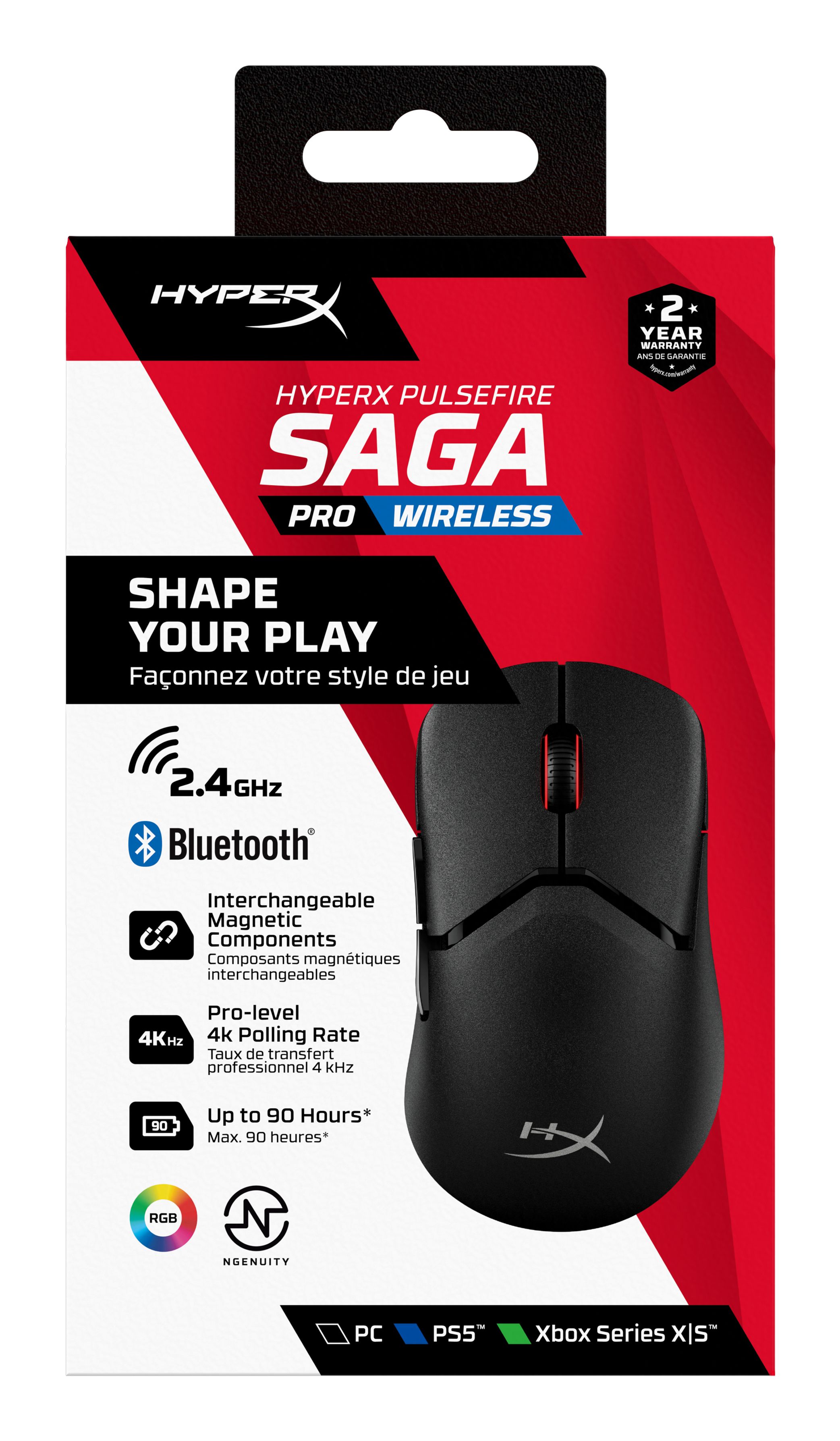 HyperX HP HyperX Pulsefire Saga Pro draadloze gaming muis (zwart)