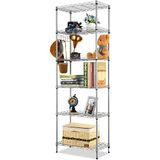 6 Himimi 6 planken, 6 bodems van draad, keukenrek, rek van metaal met zijhaken, verchroomd, 54 x 29 x 160 cm, zilverkleurig