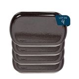 ESPRIT DE CUISINE - Set van 4 langwerpige keramische borden - 21 cm - Gespikkeld bruin