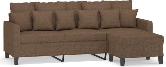 vidaXL Driezitsbank met voetenbank 180 cm stof bruin