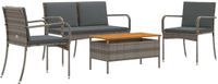 vidaXL Tuinset Grijs Poly Rattan