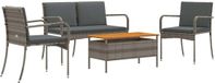 vidaXL Tuinset Grijs Poly Rattan
